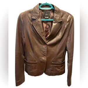 Identify Brown Leather Blazer Size 8